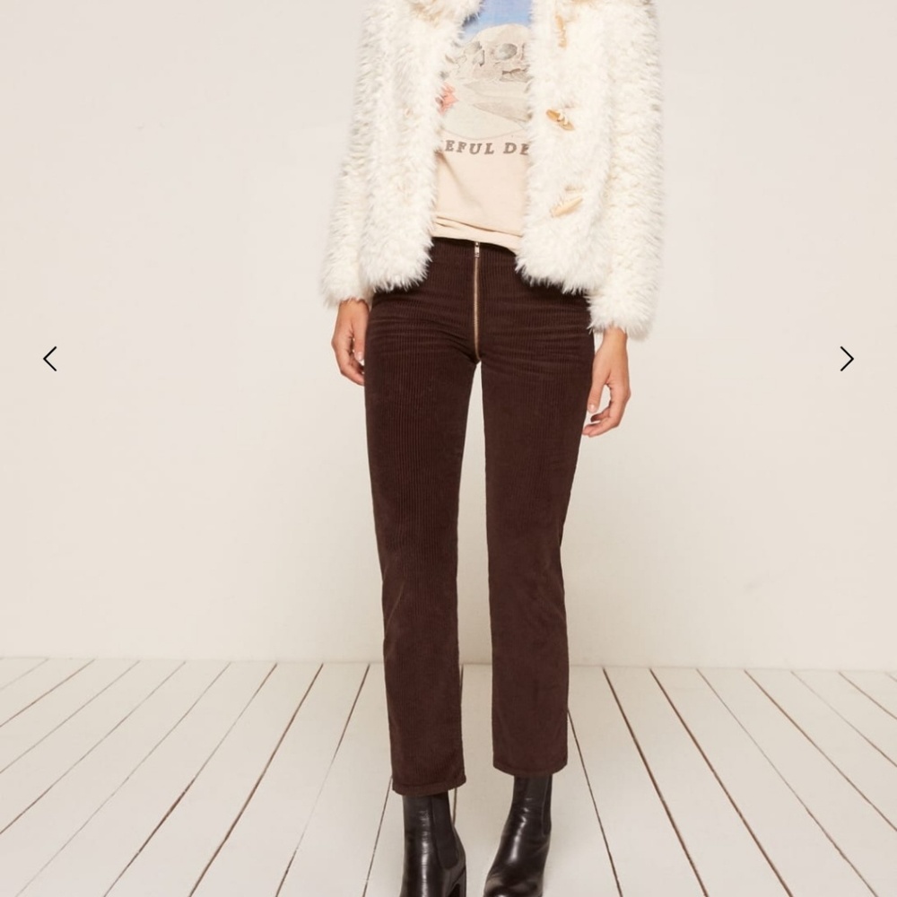 Midrise corduroy pants with expose zipper